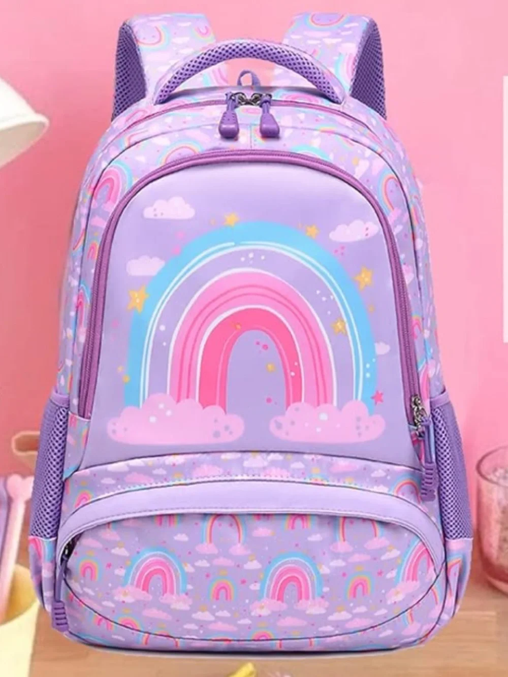 Purple Rainbow Backpack for Girls Unicorn Bookbag School Bag 3 Piece Set